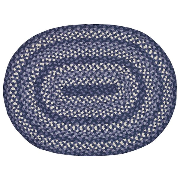 Park Designs 32 in. x 42 in. Blue and Stone Braided Oval Rug
