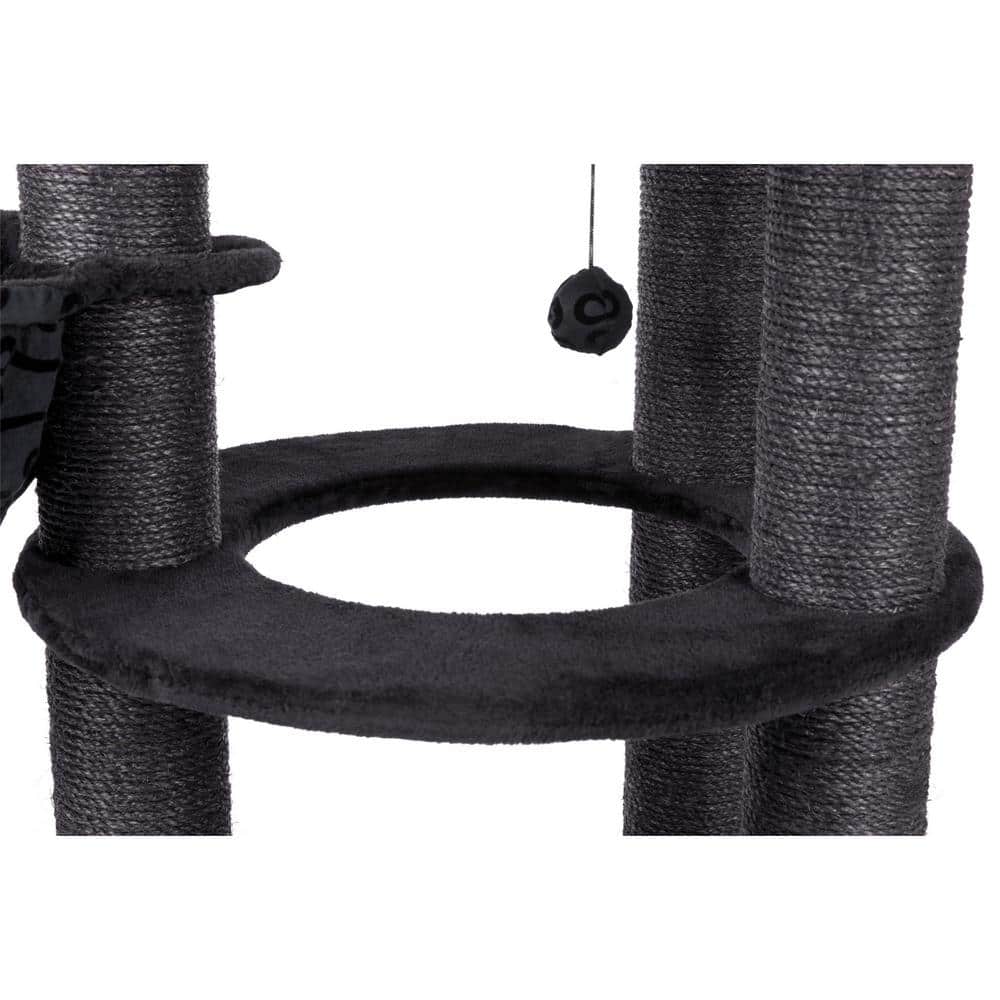 Filippo 45" Black and Gray Sisal Cat Tree with Hammock