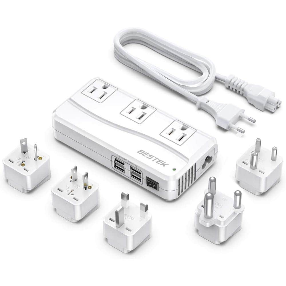 3-Outlet Step Down International International Travel Voltage Converter Adapter with USB Port in White price history on PriceWatchPro
