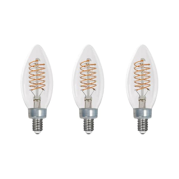 EcoSmart 60-Watt Equivalent B11 Dimmable E12 Candelabra Fine Bendy Filament  LED Vintage Edison Light Bulb Soft White (3-Pack) B11C7E12827S - The Home  Depot