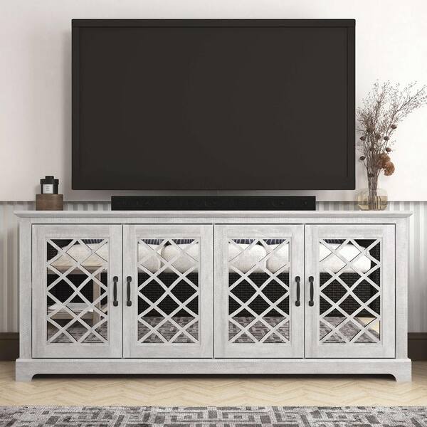 GALANO Millicent 68.2 in. Dusty Gray Oak 4 Door TV Cabinet Fits TV's up to 75 in.