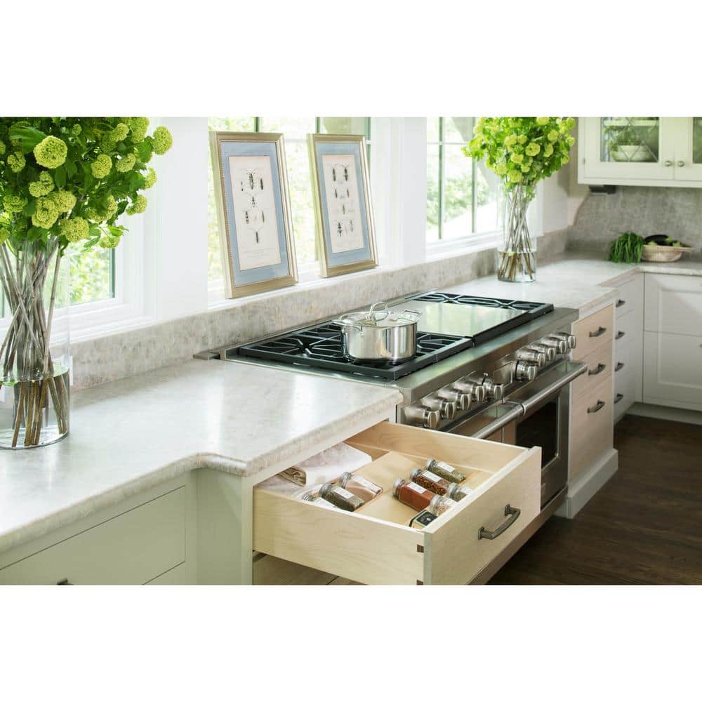 Natural Maple 3-Tier Wooden Spice Drawer Organizer Insert