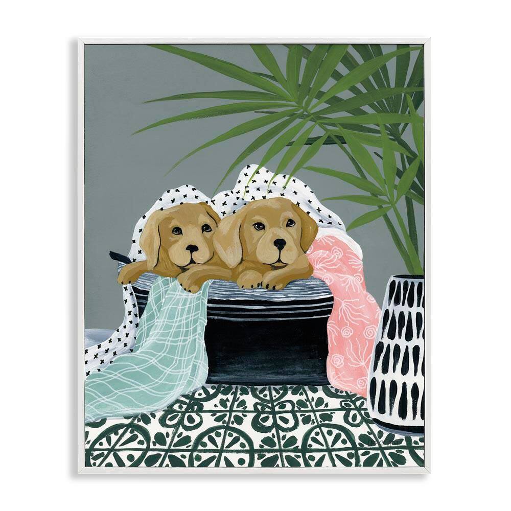 Cuddling Laundry Dogs by Yvette St. Amant White Framed Animal Giclee Art Print 30 in. x 24 in. price history on PriceWatchPro