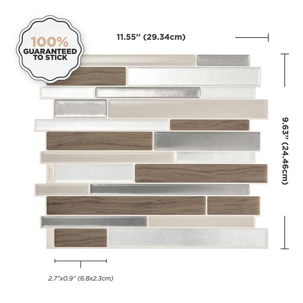 Milano Lino Brown and Gray Peel and Stick Backsplash Tile