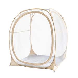 50 in. x 50 in. x 62 in. Beige Instant Pop Up Bubble Tent, Shelter Rain Camping Tent, Waterproof, Cold Protection, Clear
