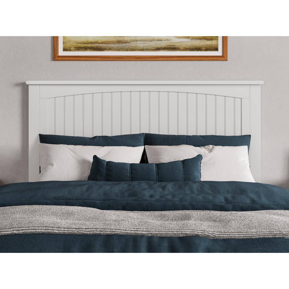 Naples White Queen Wood Low Profile Platform Bed with Slats