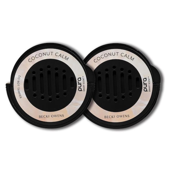 Pura Coconut Calm by Becki Owens - Fragrance Refill in Dual Pack for Car Diffuser - up to 30-Days of Scent Per Refill