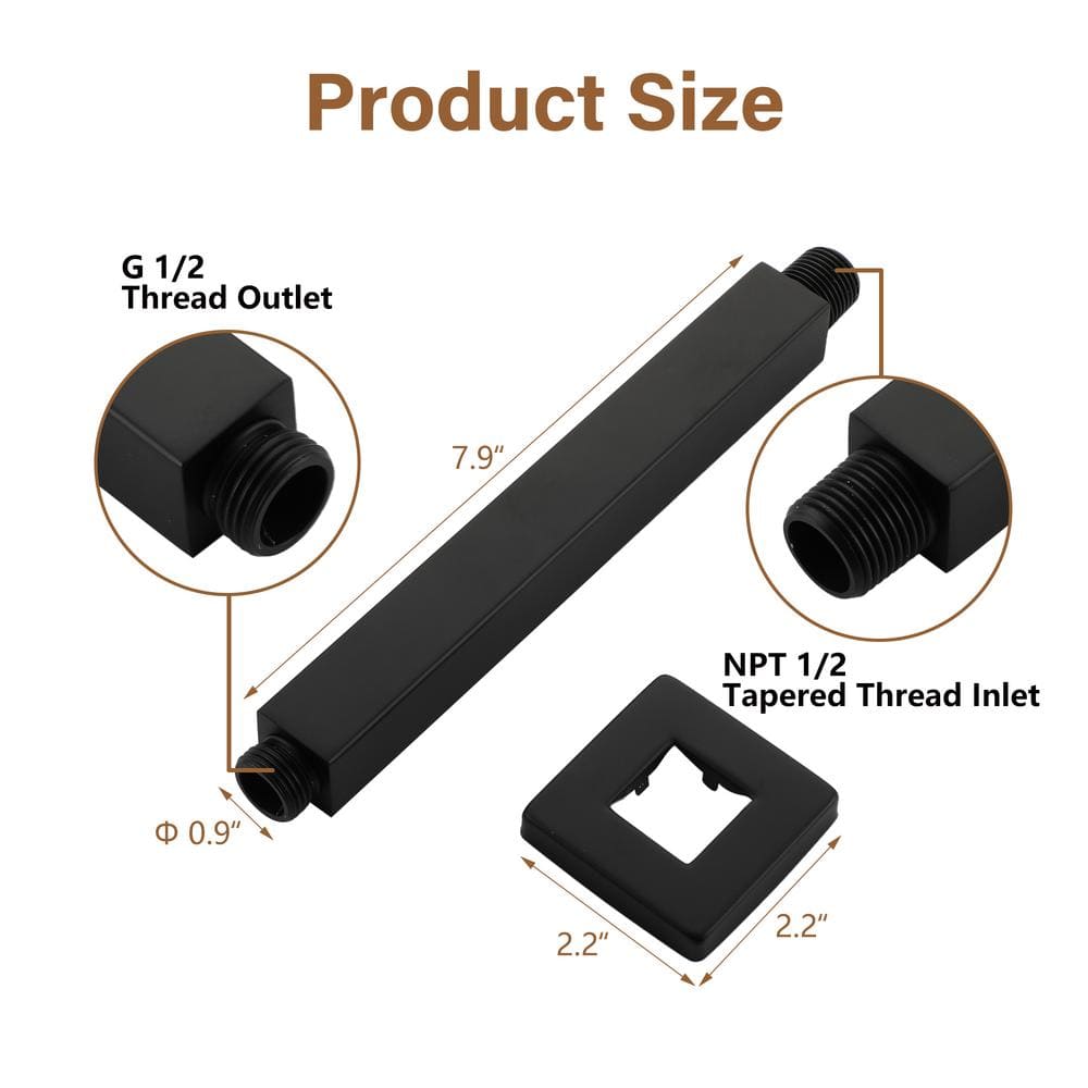 Matte Black Stainless Steel Ceiling Mounted Shower Arm