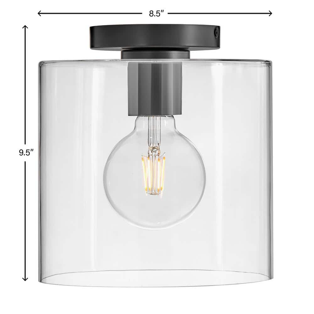 Pippa 8.5" Black and Clear Glass LED Flush Mount