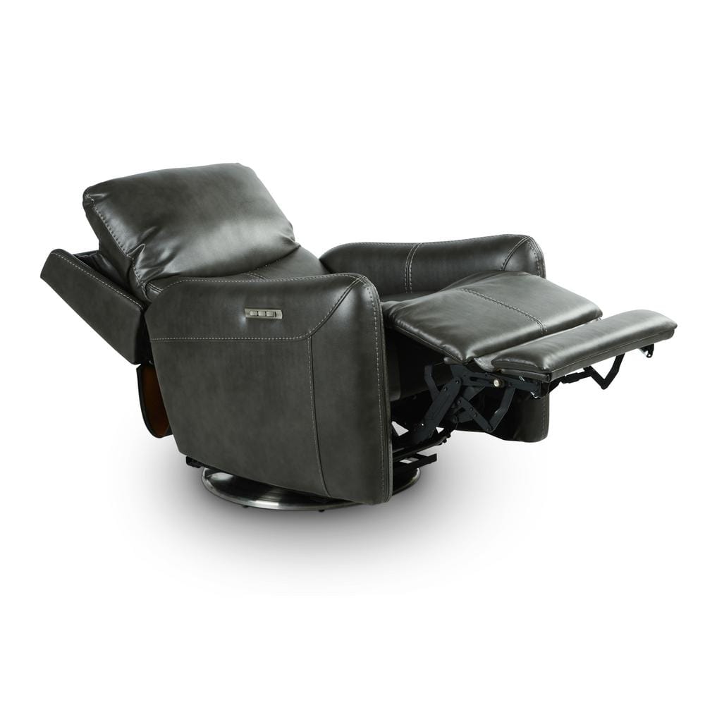 Athens Transitional Charcoal Faux Leather Swivel Recliner