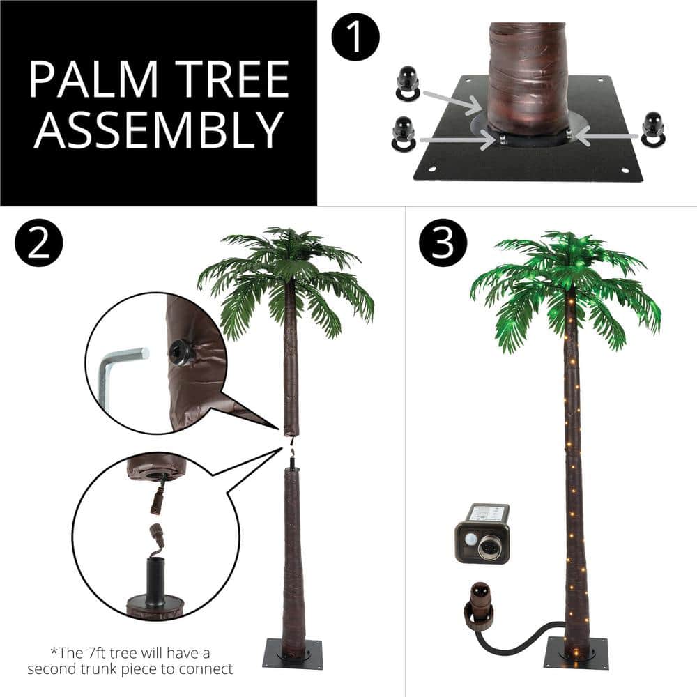 5' Green and White LED Lighted Outdoor Christmas Palm Tree