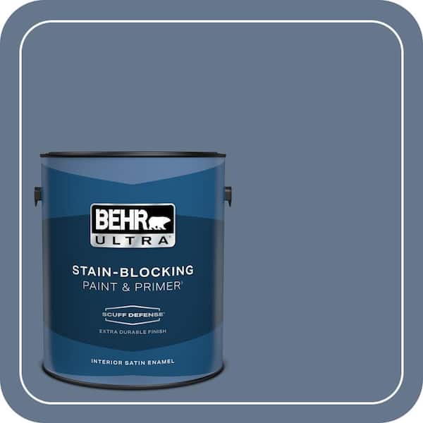 BEHR ULTRA 1 gal. #ECC-57-3 Always Indigo Extra Durable Satin Enamel Interior Paint & Primer