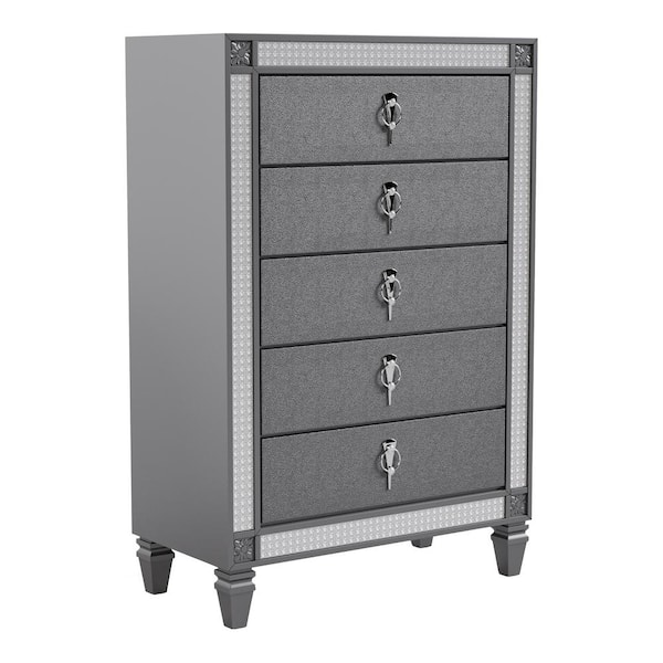 Augenst Gray 5-Drawer 35 in. Chest of Drawers