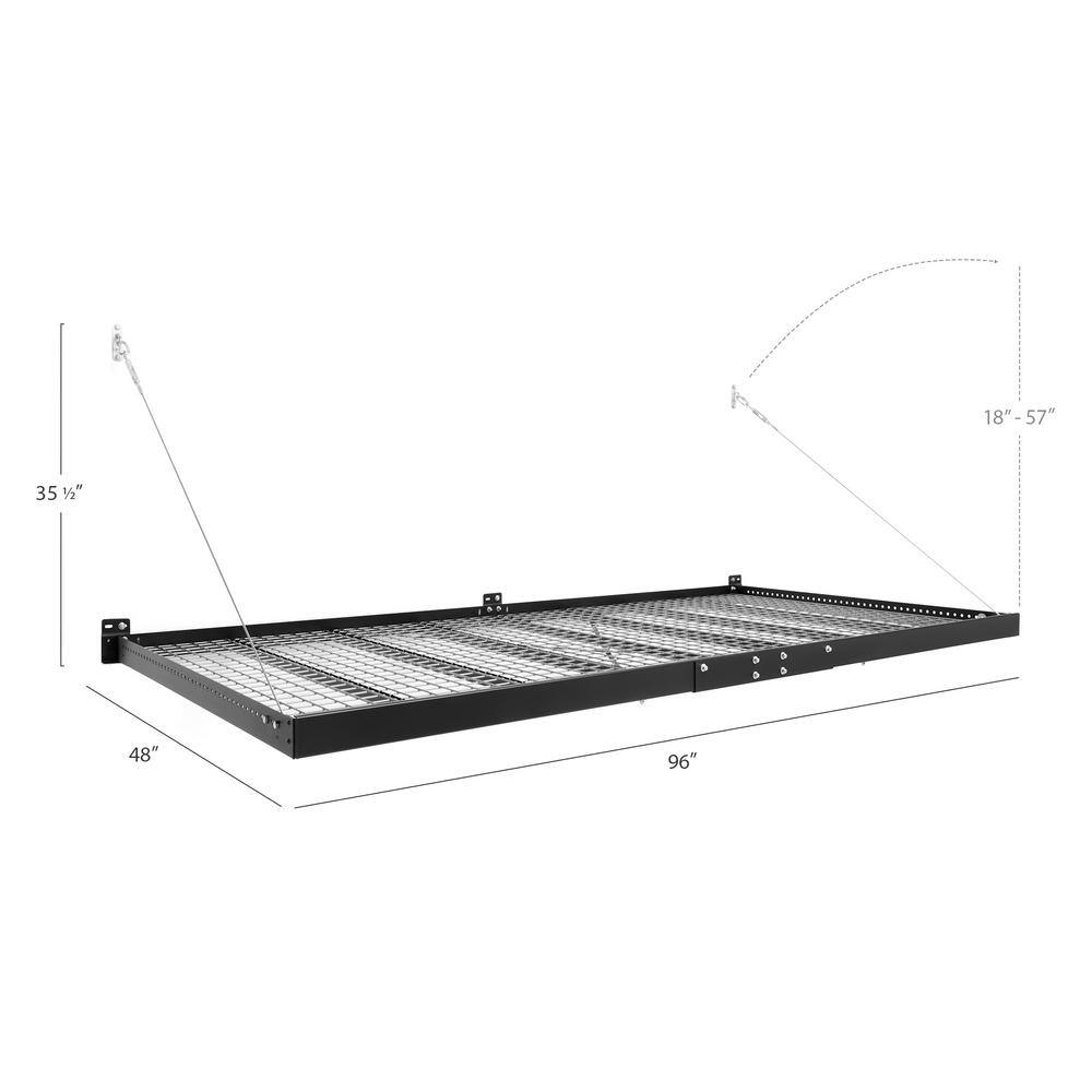 Pro 4' x 8' Steel Wall Mounted Garage Shelf in Black