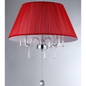 Janet 3-Light Chrome Chandelier with Red Shade