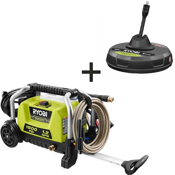 RYOBI 1900 PSI 1.2 GPM Cold Water Wheeled Electric Pressure Washer with 12 in. Surface Cleaner RY1419MT RY31012 The Home Depot