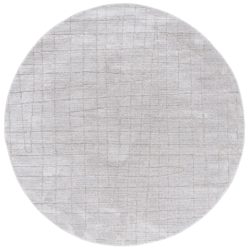 Neptune 7 ft. x 7 ft. Light Gray/Gray Geometric Grid Round Area Rug price history on PriceWatchPro