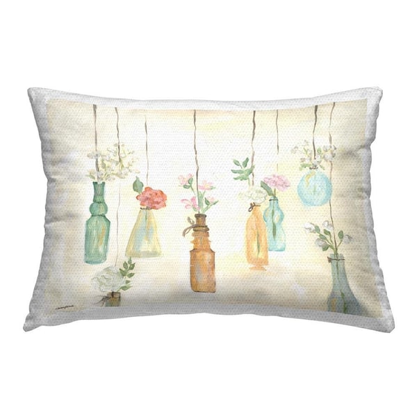 Stupell Industries Floral Hanging Bottles Outdoor Printed Throw Pillow by Mackenzie Kissell