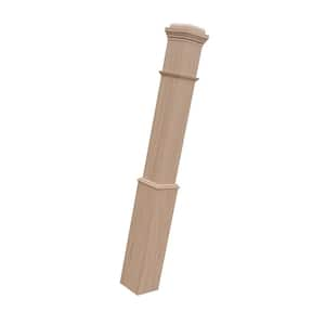 Stair Parts 4091 55 in. x 6-1/4 in. Unfinished White Oak Box Newel Post for Stair Remodel