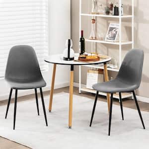 Grey Dining Chairs Set of 4 Upholstered Fabric Chairs With Metal Legs for Living Room