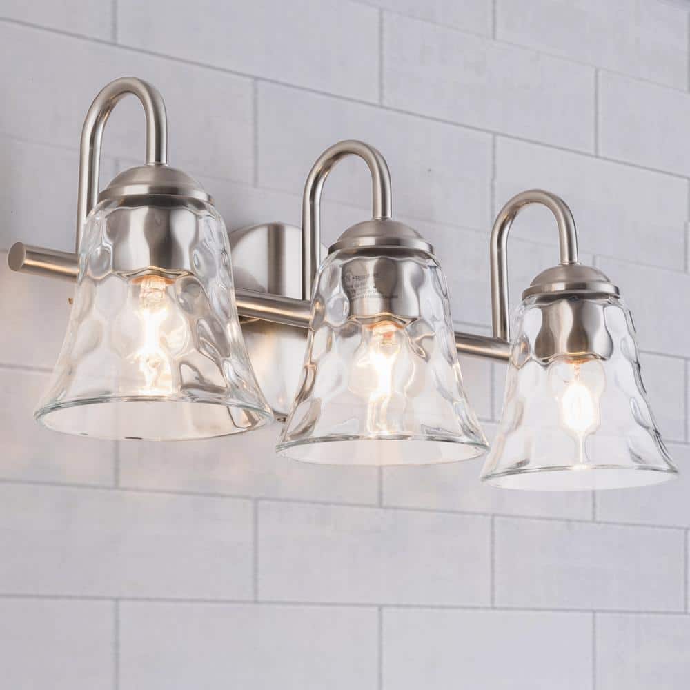 Austin 18.3 in. 3-Light Sandy Nickel Vanity Light with Glass Shade price history on PriceWatchPro