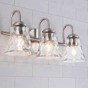 Austin 18.3 in. 3-Light Sandy Nickel Vanity Light with Glass Shade