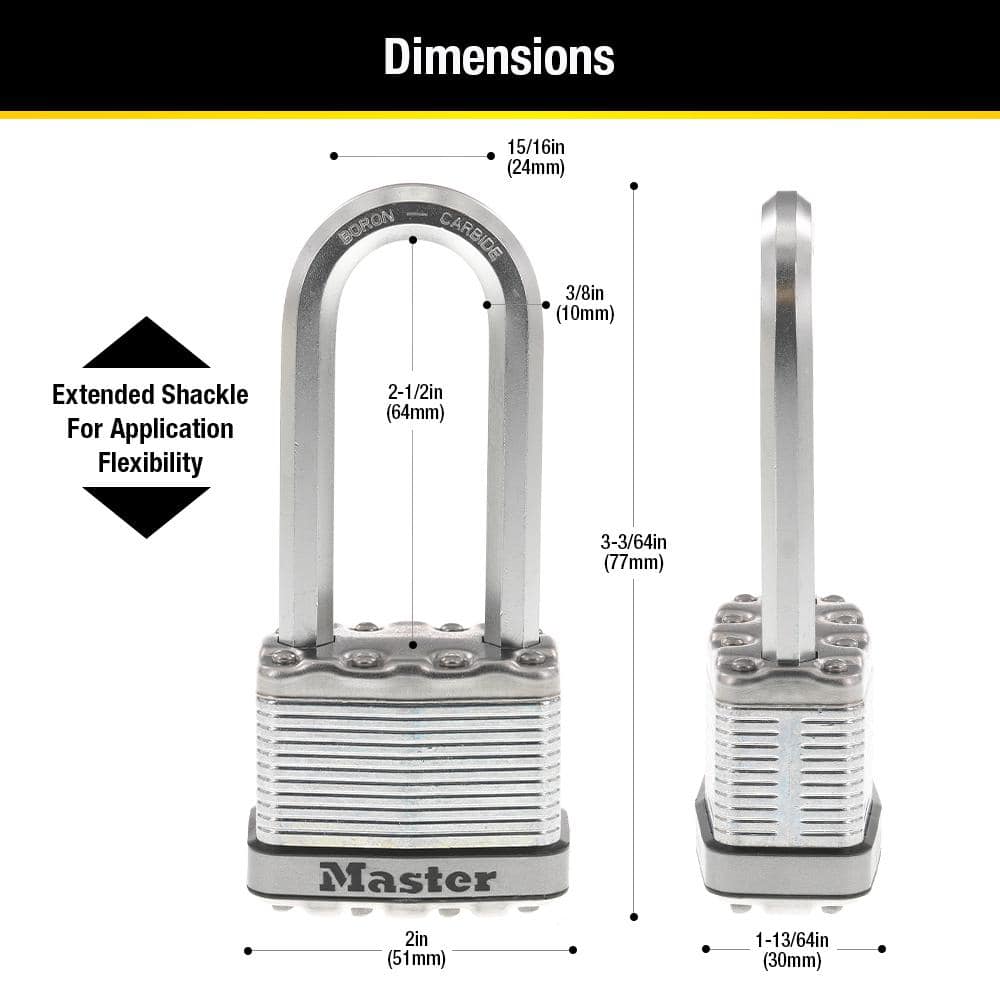 Master Lock 2" Silver Steel Dual Ball Bearing Padlock
