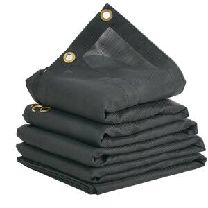PVC Coated Black Dump Truck Mesh Tarp 6.5 x 18 ft. Heavy Duty Truck Cover, 5.5 in. 18 oz. Double Pocket Brass Grommet
