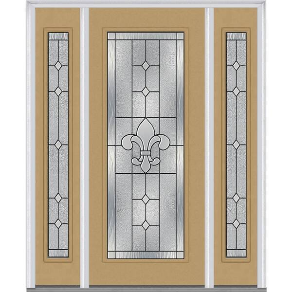 MMI Door 64 in. x 80 in. Carrollton Right-Hand Inswing Full Lite Decorative Painted Steel Prehung Front Door with Sidelites