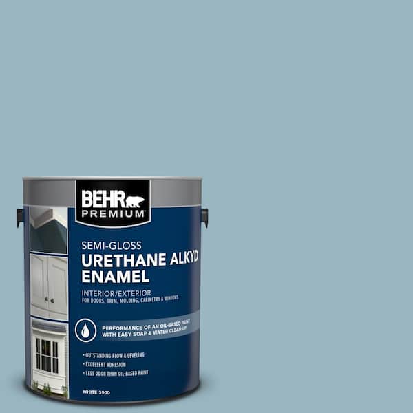 1 gal. #S470-3 Peaceful Blue Urethane Alkyd Semi-Gloss Enamel Interior/Exterior Paint