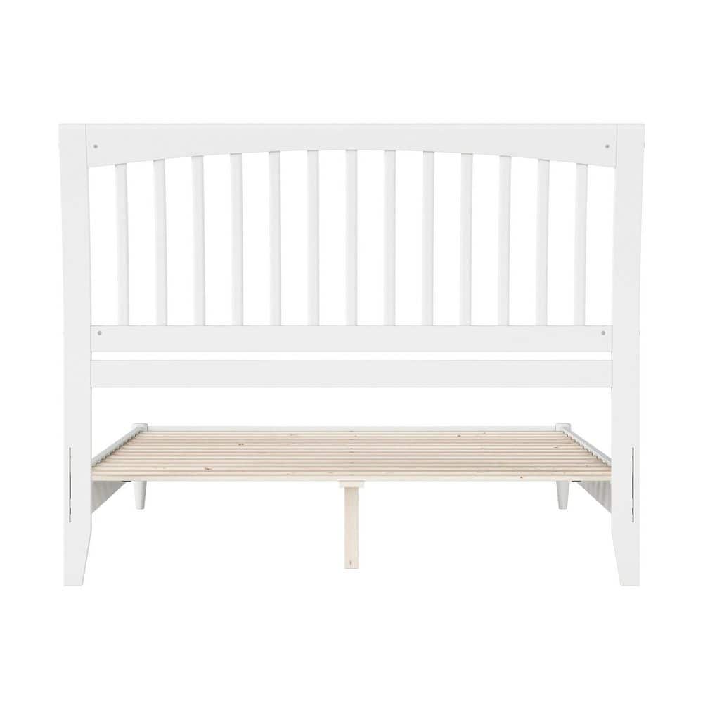 Orleans White Solid Wood Queen Sleigh Platform Bed with Slatted Headboard