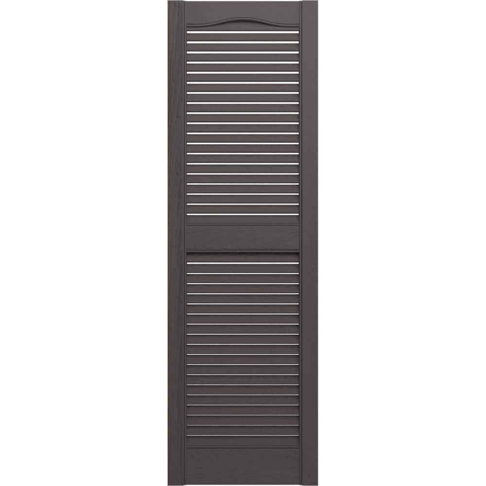 14-1/2 in. x 75 in. Lifetime Vinyl Standard Cathedral Top Center Mullion Open Louvered Shutters Pair Musket Brown price history on PriceWatchPro