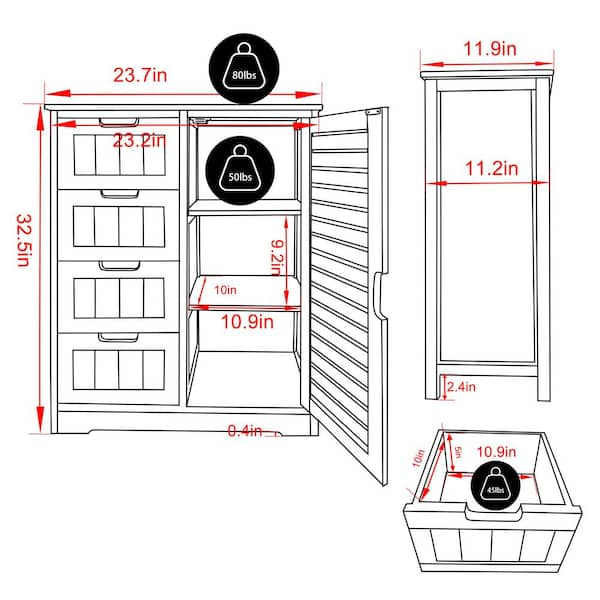 VEIKOUS 24 in. W x 66.9 in. H x 9 in. D Natural Bamboo Over-the-Toilet Storage with Adjustable Shelf in Yellow