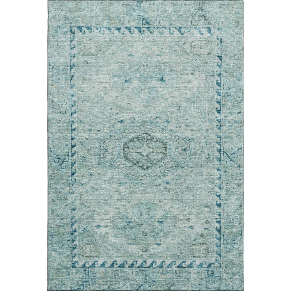 Mayfield Premium Machine Washable Abstract AMF2357 Aqua 5 ft. x 7 ft. 6 in. Area Rug price history on PriceWatchPro