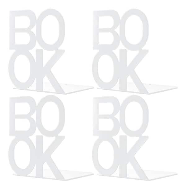 White 5 in. x 5.4 in. Metal Modern Bookend, 2-Pair