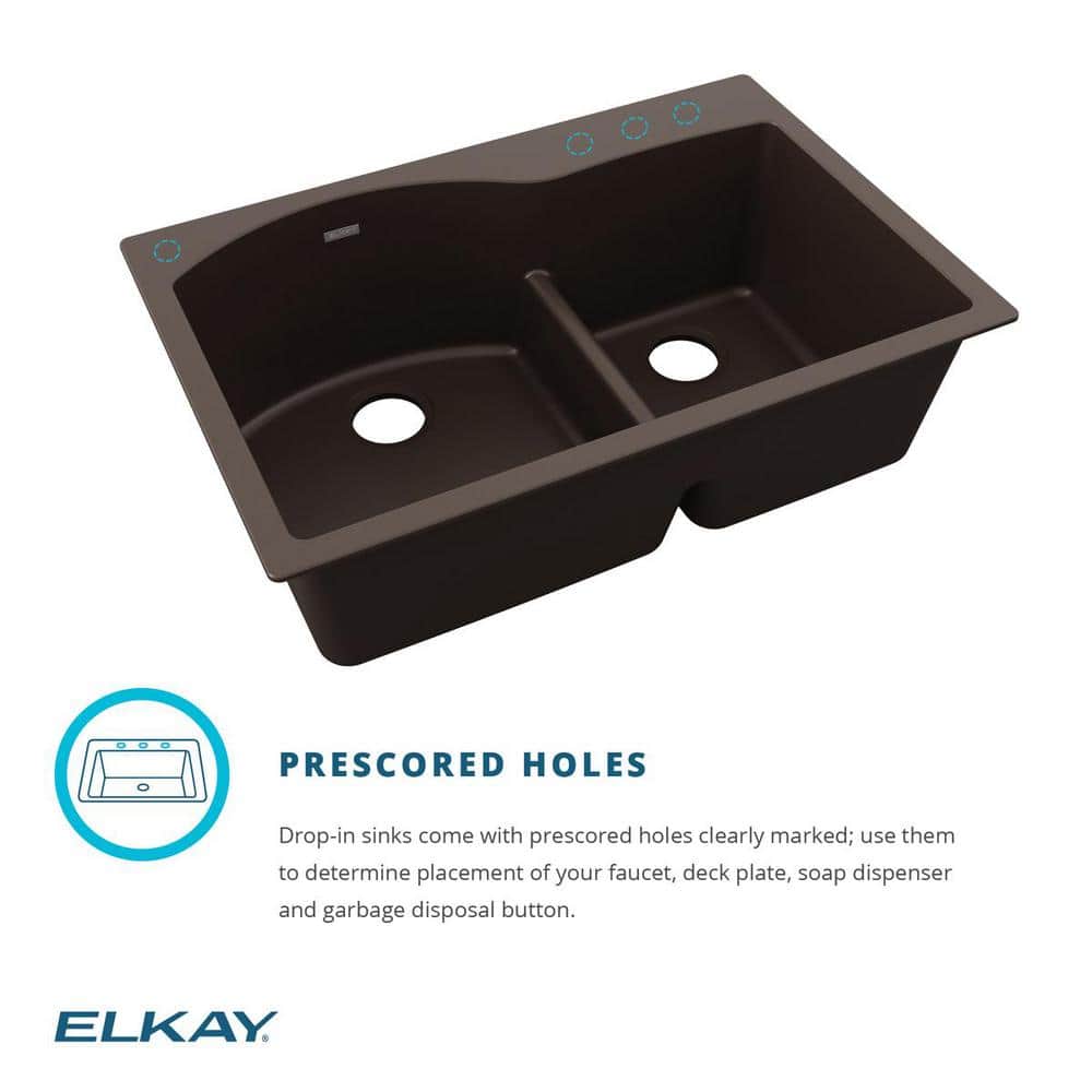 Black Quartz Double Basin Drop-In Kitchen Sink