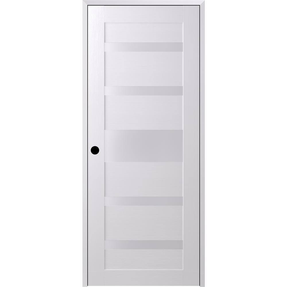 Gina 24" x 80" Gray Oak Frosted Glass Composite Interior Door