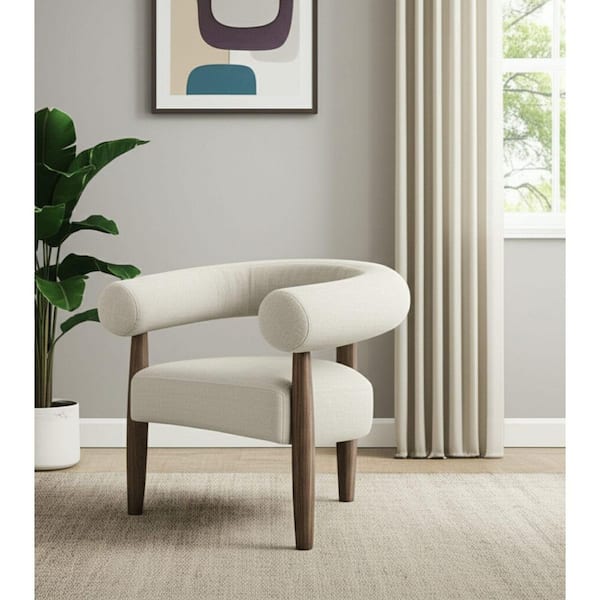 Wood Fabric Wood Arm Chair