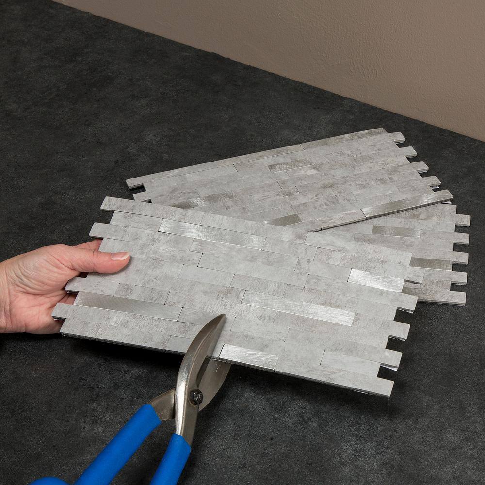 Cloud Shimmer Gray Composite Peel and Stick Backsplash Tiles