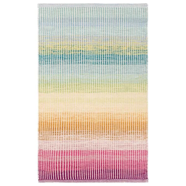 Tappeto Kilim In Cotone Intrecciato A Mano 80 X 150 Cm Modello Geometrico Reversibile Con Frange Multicolore Gandzak 74765062