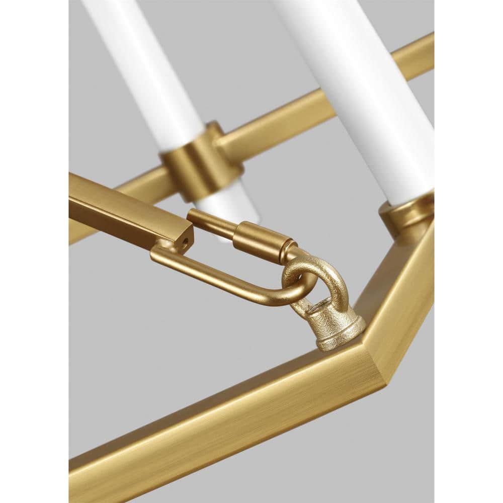Burnished Brass 12-Light Linear Candle Chandelier