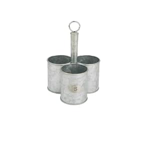 Silver Metal 3 Cup Utensils Caddy Cutlery Holder Flatware and Silverware Organizer