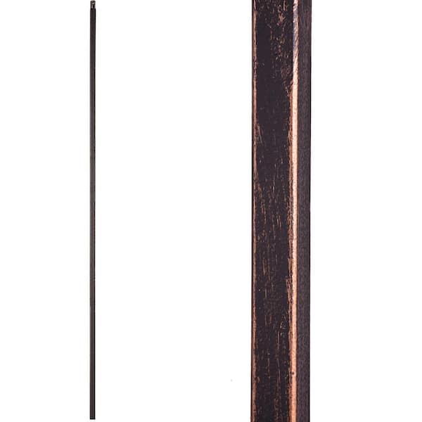 HOUSE OF FORGINGS Aalto Modern 44 in. x 0.5 in. Oil Rubbed Bronze Plain Square Bar Solid Wrought Iron Baluster