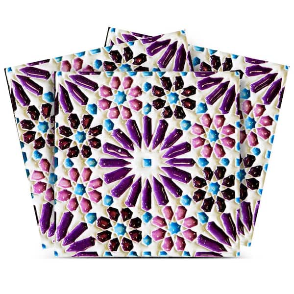 MI ALMA Black, Purple, Pink V1 7 in. x 7 in. Vinyl Peel and Stick Tile (24 Tiles, 8.17 sq. ft./pack)