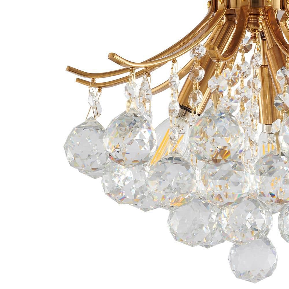 12" Brass and Crystal Semi Flush Mount Light
