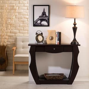 Denmark 40 in. Walnut Standard Rectangle Wood Console Table with Drawers