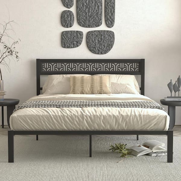 GALANO Candence Calico Black Metal Frame Queen Platform Bed