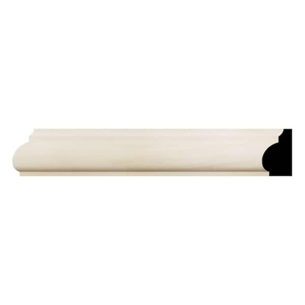 Ekena Millwork WM1201 11/16 in. D x 1-1/4 in. W x 96 in. L Americraft Solid Hardwood Stain Grade Base Cap Moulding, Poplar