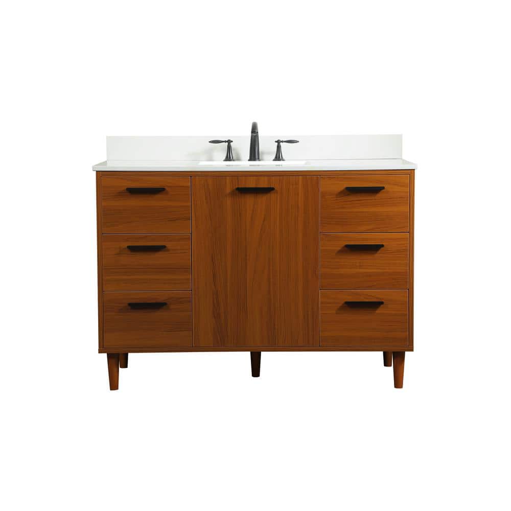 Simply Living 48 in. W x 22 in. D x 34 in. H Bath Vanity in Teak with Ivory
