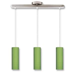 Peak Collection 3-Light Nickel Pendant with Green Glass